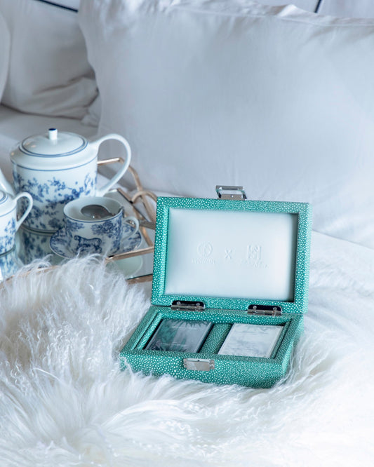 Cards Set Shagreen Effect leather Green - Maison SIA