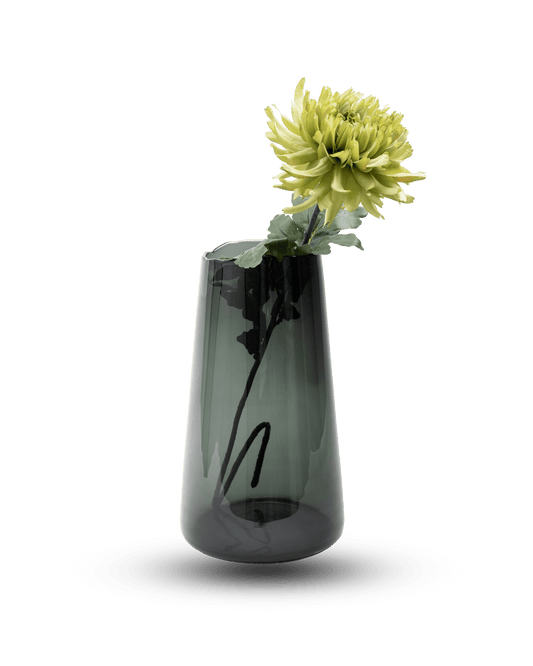 Conical vase organic rim - glass - smoke - Maison SIA