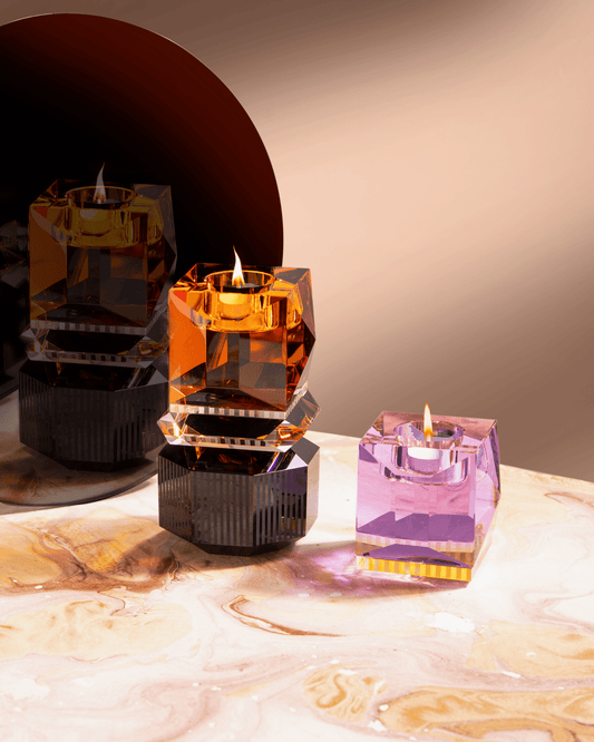Dakota Tealight Amber/Clear/Black - Maison SIA