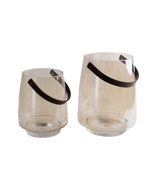 Hurricane with leather handle - Luster glass 28x35cm - Maison SIA