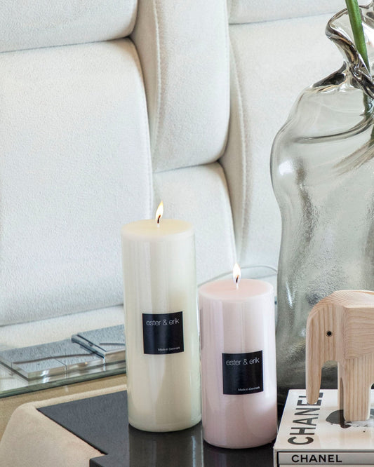 Rosewater Pillar Candle H15cm - Maison SIA