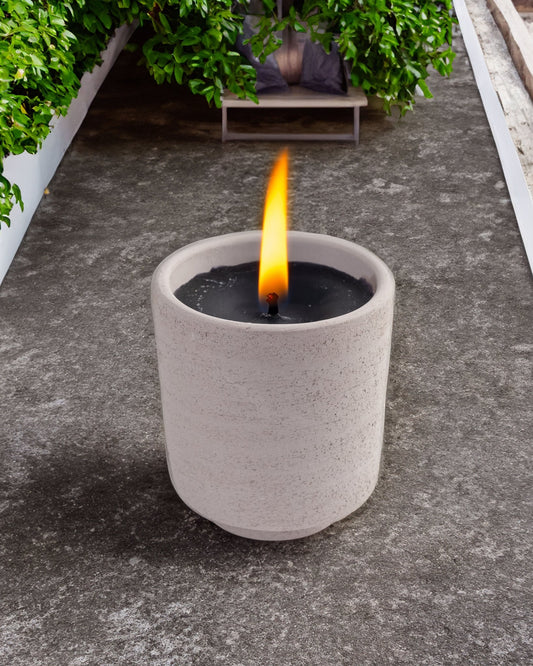 Round grey concrete/white terracotta pot 11x12cm - Maison SIA