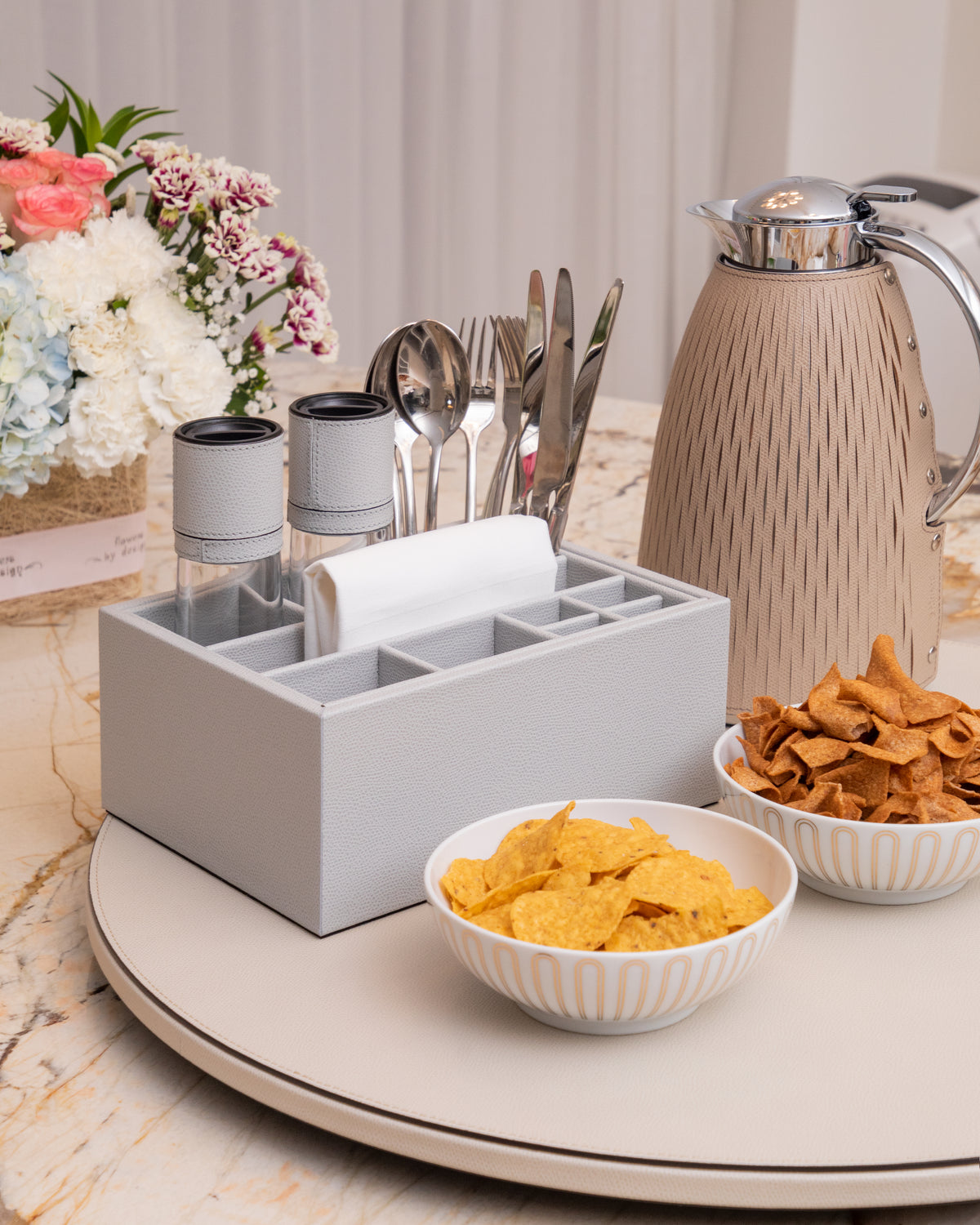 P- Table top Organizer in Light grey – Maison SIA