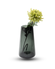 Conical vase organic rim - glass - smoke