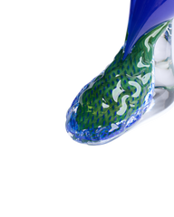 Peacock tail down blue green & gold