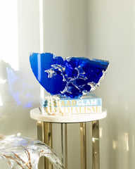 EROSION N°4 Cobalt blue glass and white earthenware