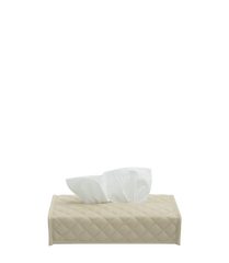 Elegant Ivory Quilted Leather Tissue Box Cover