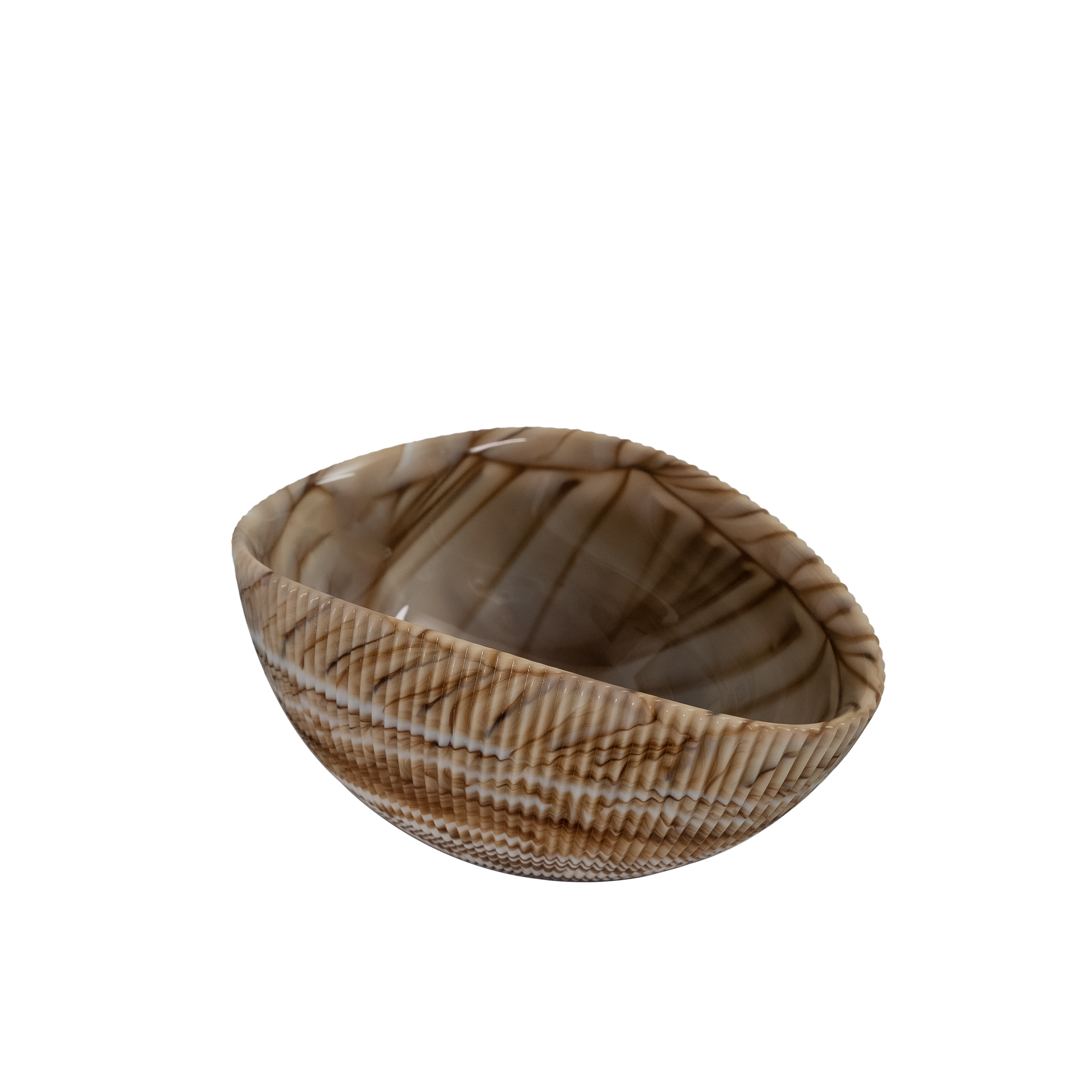 YM Shell mignon ivory with brown threads bowl - Maison SIA