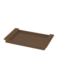 Laquered tray with leather wrapped handles in Taupe