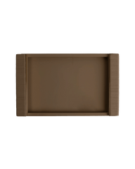 Laquered tray with leather wrapped handles in Taupe