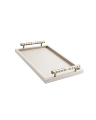 Cream Rectangular tray With Satin Brass Handles