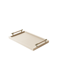 Cream Rectangular tray With Satin Gold Handles