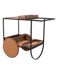 Magenta serving trolley with three removable trays - Camel