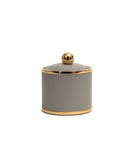 Olimpia Small round box shiny brass in Light grey