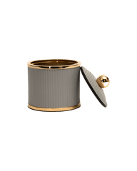 Olimpia Small round box shiny brass in Light grey