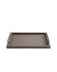 Taupe Rectangular tray With Satin Gold Handles
