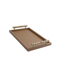 Taupe Rectangular tray With Chrome Brass Handle