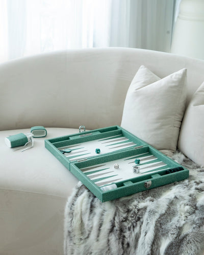 Backgammon Shagreen Effect leather Green