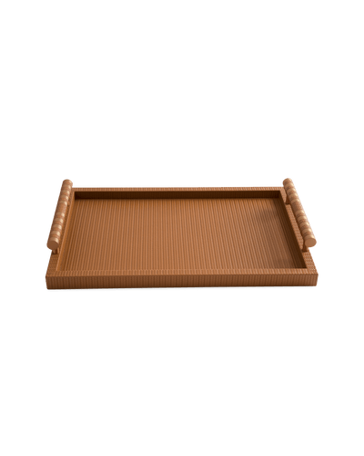 Camel Rectangular tray With Satin Brass Handles