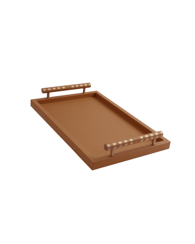 Camel Rectangular tray With Satin Brass Handles