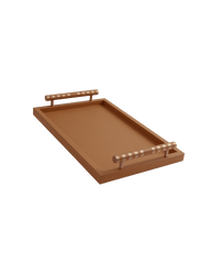 Camel Rectangular tray With Satin Brass Handles