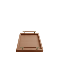 Camel Rectangular tray With Satin Gold Handles