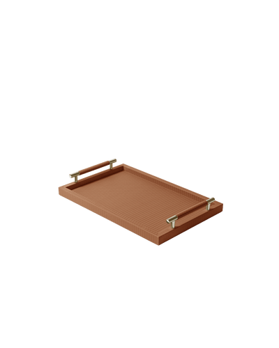 Camel Rectangular tray With Satin Gold Handles