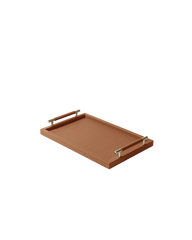 Camel Rectangular tray With Satin Gold Handles