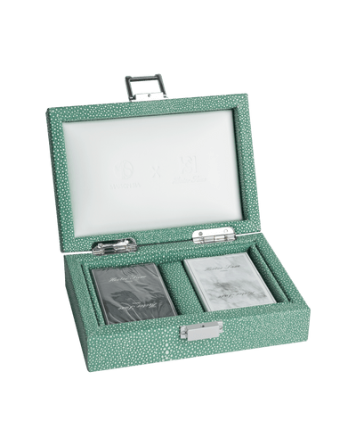 Cards Set Shagreen Effect leather Green