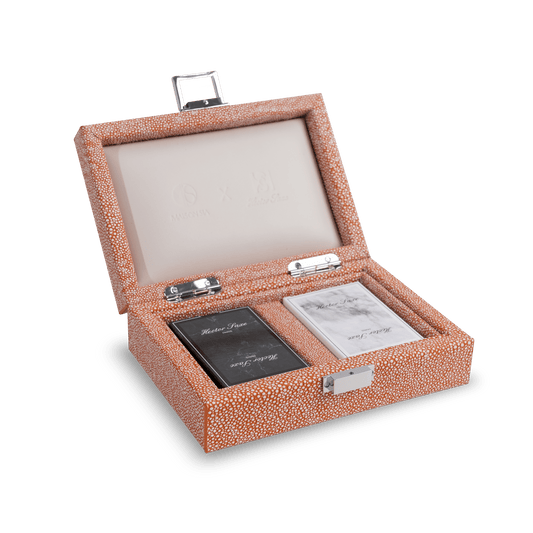 Cards Set Shagreen Effect leather Orange - Maison SIA