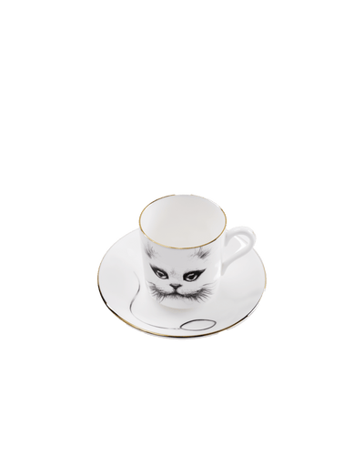 Cat Monocle Espresso Cup & Saucer