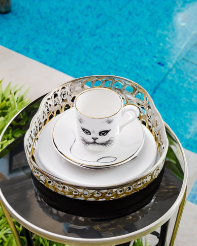 Cat Monocle Espresso Cup & Saucer