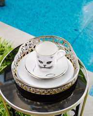 Cat Monocle Espresso Cup & Saucer