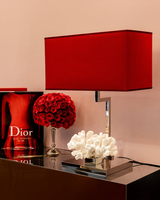 Coral Table Lamp With Red Shade - Maison SIA