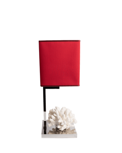 Coral Table Lamp With Red Shade