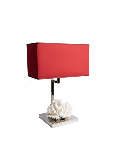 Coral Table Lamp With Red Shade