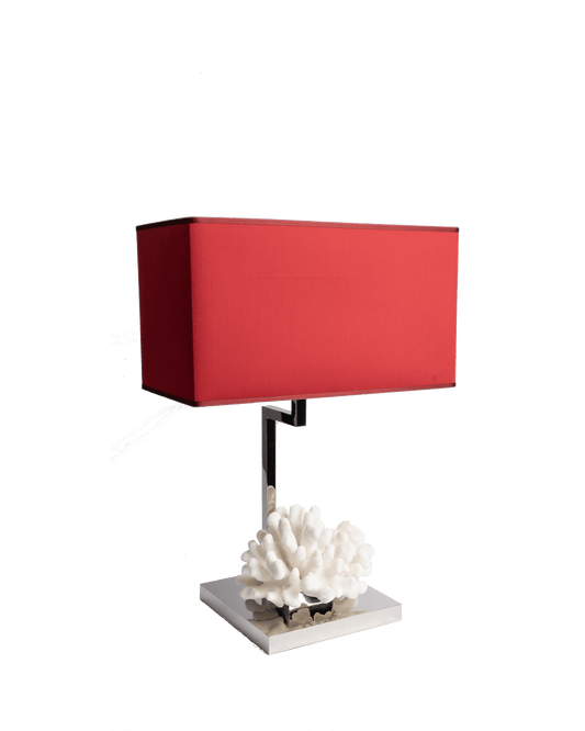 Coral Table Lamp With Red Shade - Maison SIA