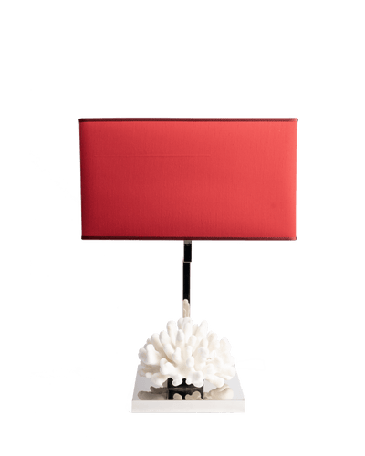 Coral Table Lamp With Red Shade