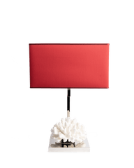 Coral Table Lamp With Red Shade