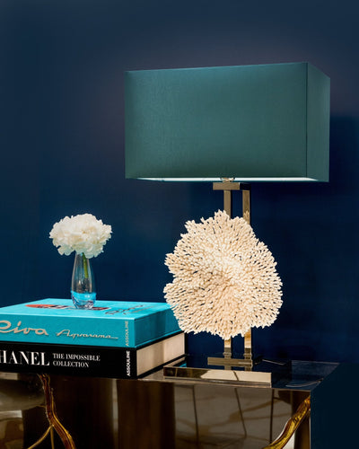 Coral Table Lamp With Turqoise Green Shade