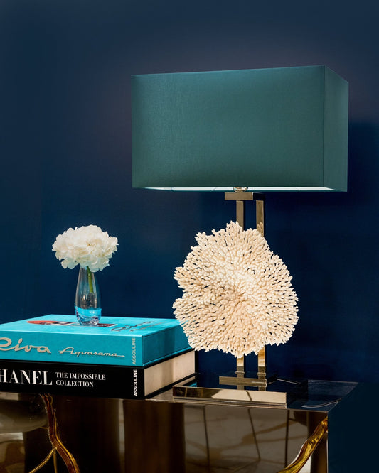 Coral Table Lamp With Turqoise Green Shade - Maison SIA