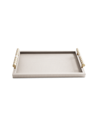 Cream Rectangular tray With Satin Brass Handles