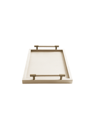 Cream Rectangular tray With Satin Gold Handles