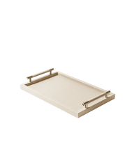 Cream Rectangular tray With Satin Gold Handles