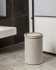 Cream Round Metal Bin with Lid