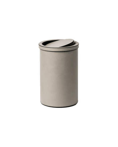 Cream Round Metal Bin with Lid