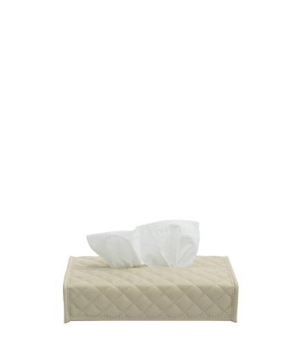 Elegant Ivory Quilted Leather Tissue Box Cover