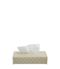 Elegant Ivory Quilted Leather Tissue Box Cover