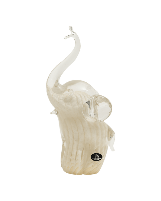 Elephant Small Plumed White & Gold - Maison SIA