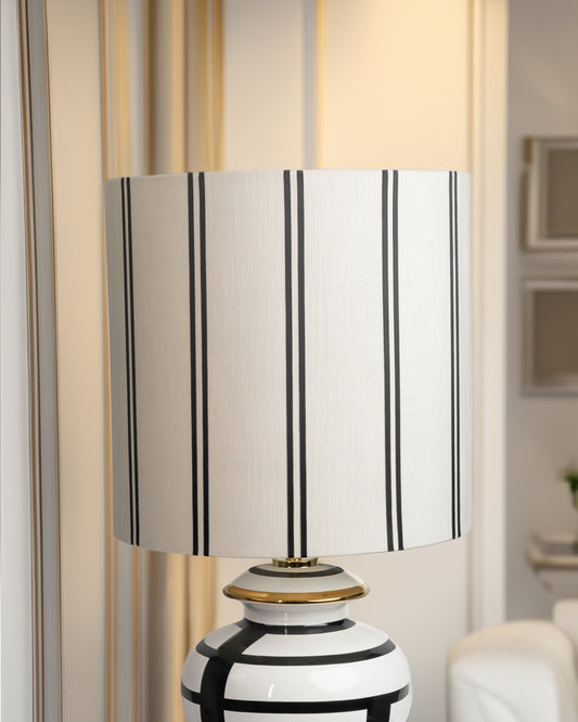 Lamp shade with thin ribbon in Sand/Black - Maison SIA